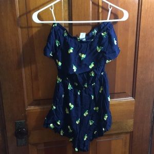Navy Blue with lemons Romper by Mini Chica